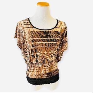 Womens Agenda Animal Print Cinched Waist Top - Sz S